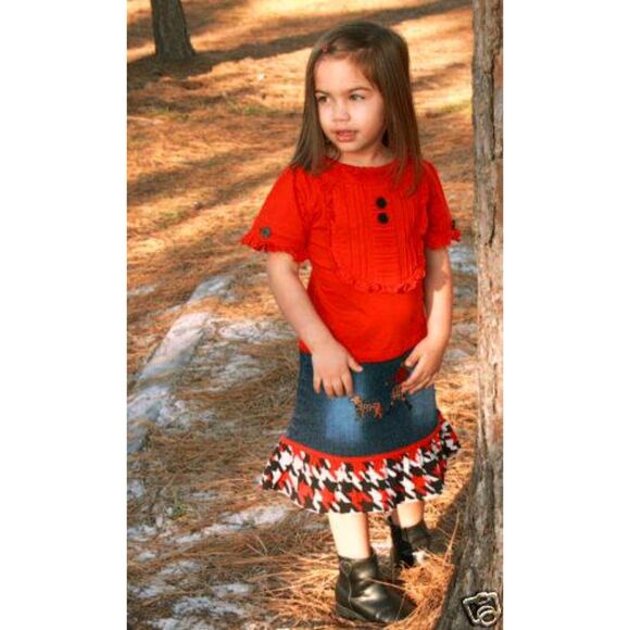 Baby Gassy Gooma girls red black tuxedo ruffle short sleeve top shirt holiday 6 - Picture 4 of 5